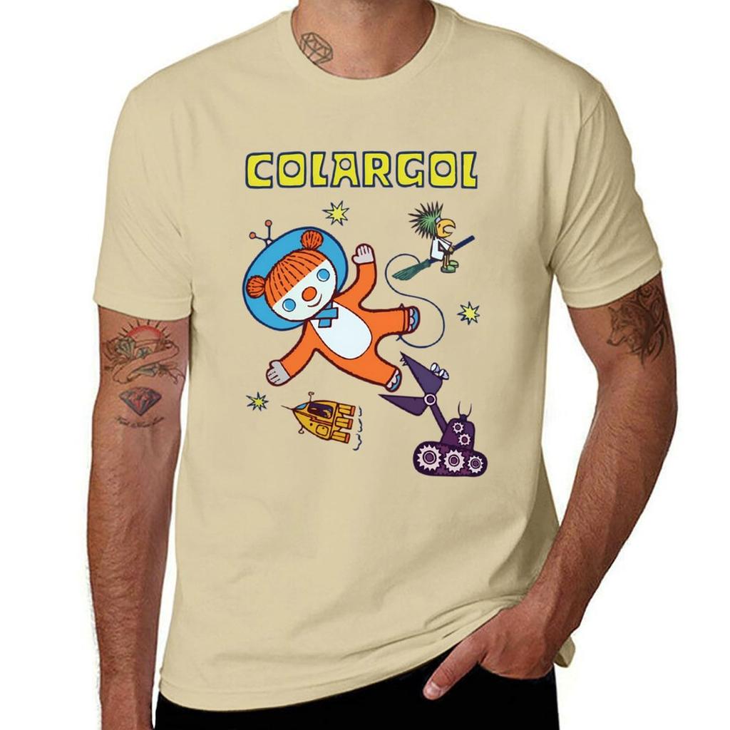 Colargol Bär im Weltraum T-Shirt Vintage Koreanische Mode Ästhetische Kleidung Schnelltrocknende Herren Weiße T-Shirts