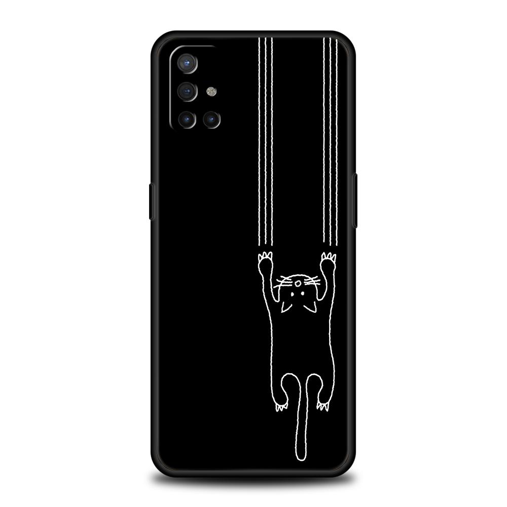 Phone Case For OnePlus 13 12 11 10 9 Pro 9T 13R 12R 10R 9R 9RT 10T 8T 8 Nord 2T CE 2 3 5G N200 N30 Cover Cat Line Black Cats