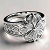 Huitan Gorgeous Women Ring Aesthetic Flower Engraved Design Trendy Accessories for Party Wedding Charming Chic Jewelry Lady Gift
