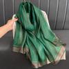 Breathable Imitation Silk Scarf Large Size Soft Silky Scarf Fashion Border Shawl  Autumn Winter