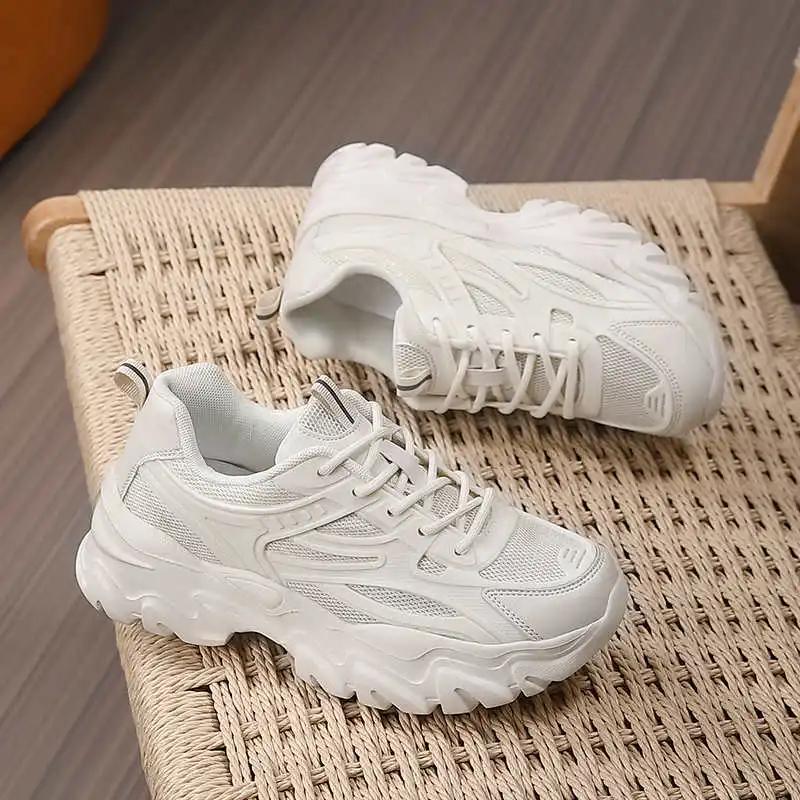 Thick Heel Fall Woman Shoes Size 45 Skateboarding Women's Shoes Luxury Sneakers Silver Women's Boot Sport Runners Sports