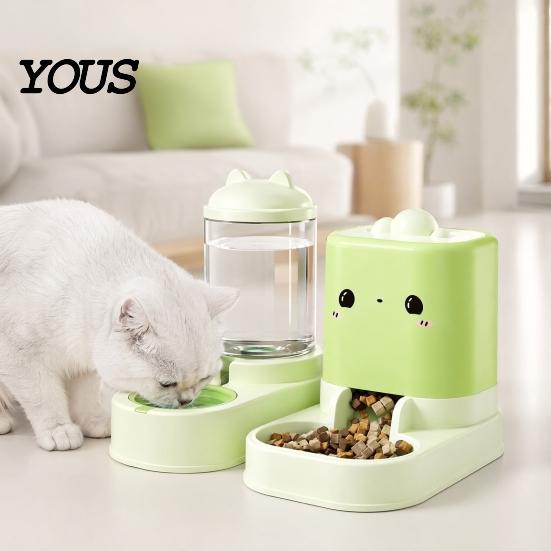 Continuous Water Supply Pet Feeder 2Pcs/Set Automatic Feeders, Cat Food And Labor-saving Dispenser, Large Capacity Dispenser for Indoor Cats Top
