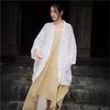 Johnature Women Cotton Shirts Tops V-Neck Bat Sleeve Solid Color Spring Pockets Loose Women Cardigan Blouses