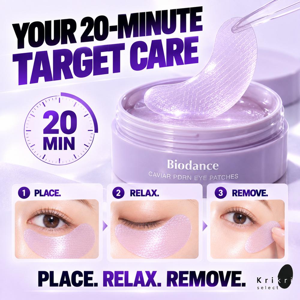 Biodance Caviar PDRN Eye Patches 60pcs Hydrogel Firming Bright Looking and Moisture Care