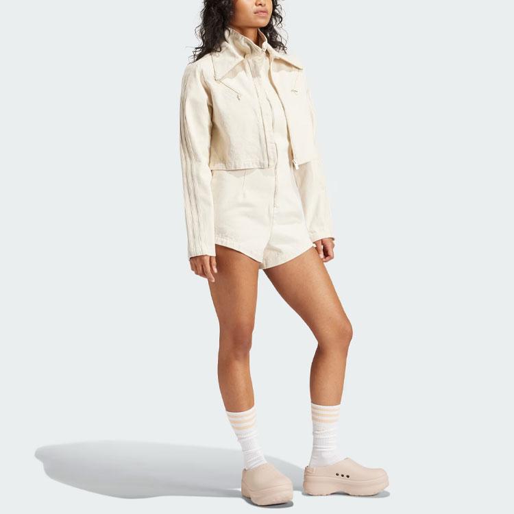 Adidas Originals Montreal Denim Zip-Up Cropped Jacket Women Tops Off-White IS3583