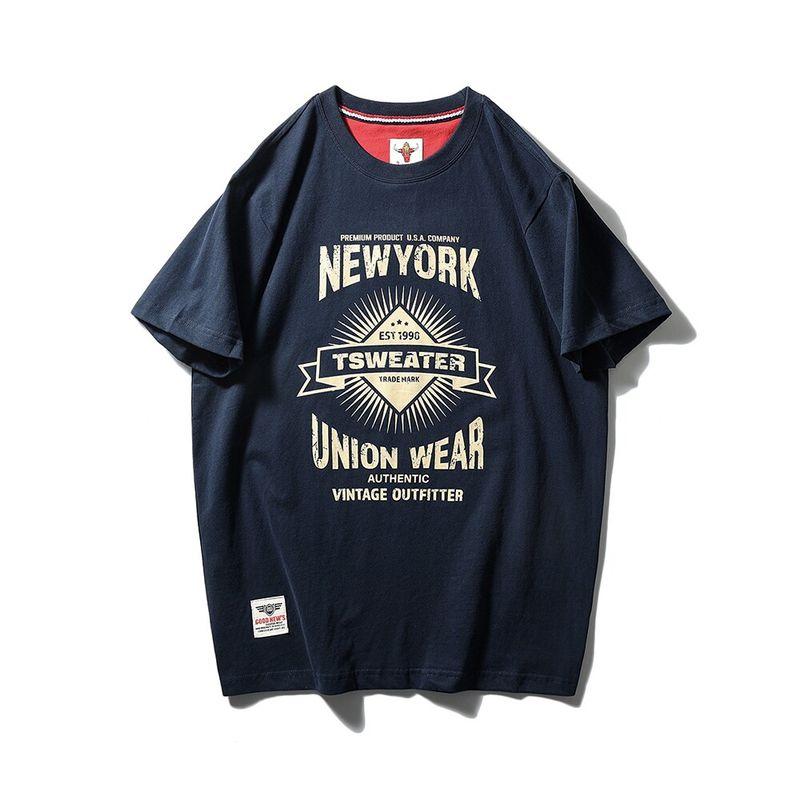 American Vintage Heavy Cotton Fashion Brand Letters Print T-shirt Men's Short Sleeve Summer Bottoming Shirt Foreign Trade Men's T-shirt