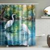 Watercolor Birds Bathroom Shower Curtain White Pelicans Swamp Print Home Decor Waterproof Fabric Shower Panel Suitable For Ba