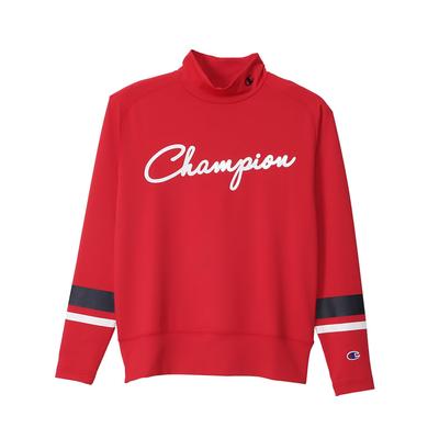Long Sleeve Long Antibacterial and Odor Quick UV Graphic Logo Long Sleeve Mock Neck Red [Champion] T-Shirt, Sleeve, Resistant, Drying, Stretch,