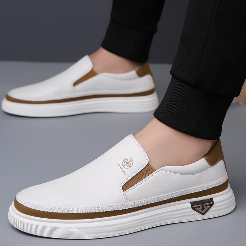 Men's Handmade Leather Shoes Luxury Casual Shoes White Male Loafers Moccasins Office Formal Flats Outdoor Slip On Shoes for Men