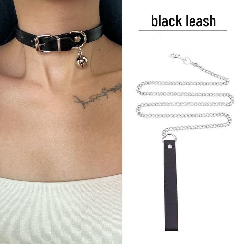 Unisex Leather Punk Chain Choker Necklace: Edgy, High-End Design