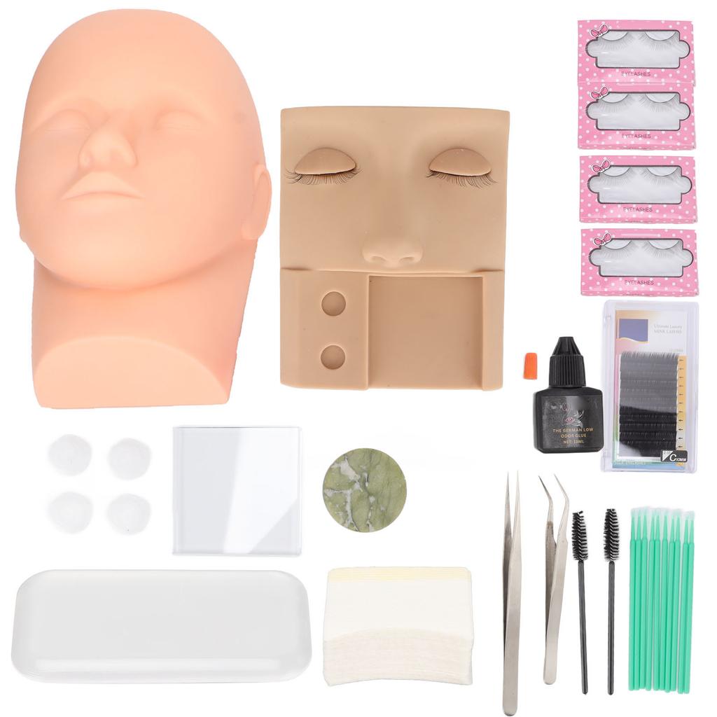 Eyelashes Extension Practice Set with Lash Mannequin Head Face for False Eye Lashes Grafting Makeup