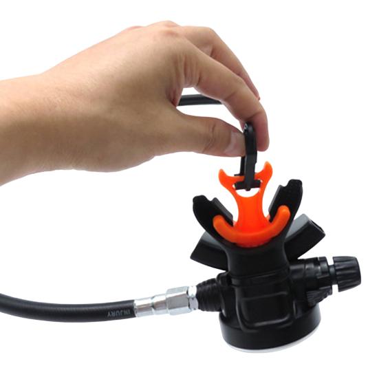 Suport pentru scufundări Octo cu clemă din plastic negru, regulator de respirație etapa a doua, suport pentru caracatiță, clemă de fixare pentru scufundări, muștiuc, fixare