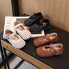 Girls Kids Woven Hollow Toe Mary Jane Casual Leather Dress Shoes