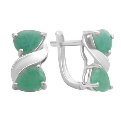Silver Earrings with Natural Emerald 4.058ct (2180050)