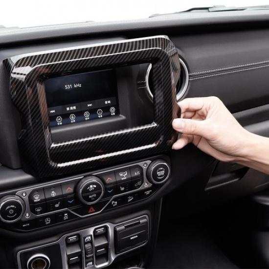 7" GPS Navigation Panel Decor Cover Trim For 2018+ Jeep Wrangler JL Carbon Fiber