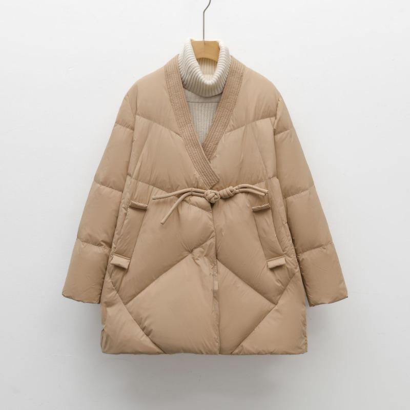 Feather 90 white duck down new national standard women's simple solid color new down jacket women's coat