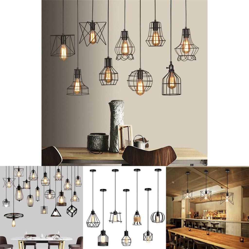 Vintage Industrial Iron Edison Pendant Light Creative Loft Bar Cage Led Lamp