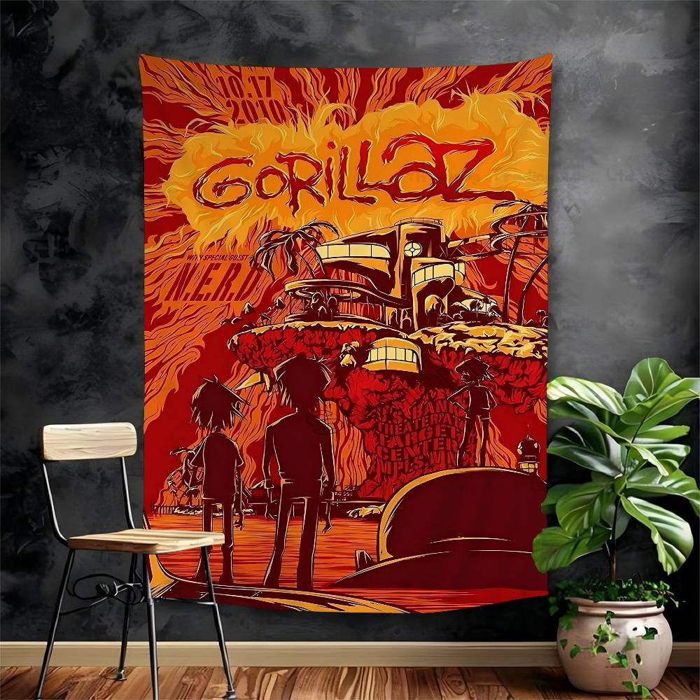 

Gorillaz Hip Hop Hippie Wall Hanging Tapestries Art Science Fiction Room Home Decor Kawaii Room Decor 74x94cm(29x37in)