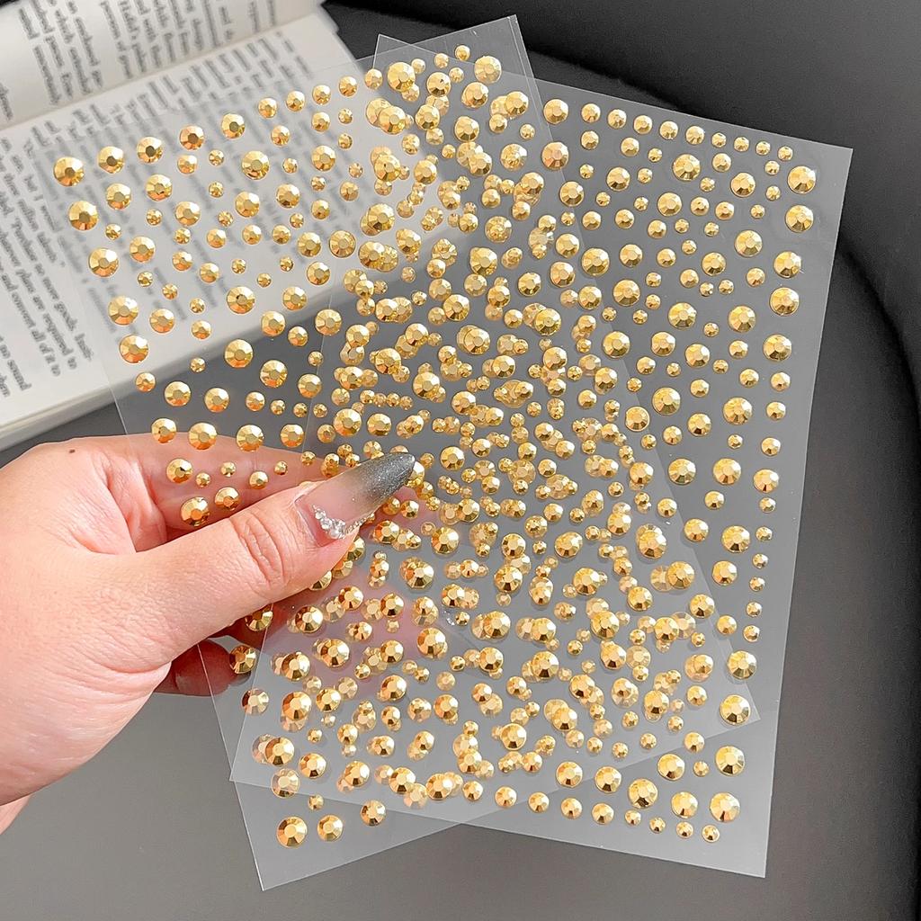 Y2K Diamond Face Jewels Golden Body Glitter Stickers for Makeup Festival Party Wedding DIY Self Adhesive Rhinestone Stickers