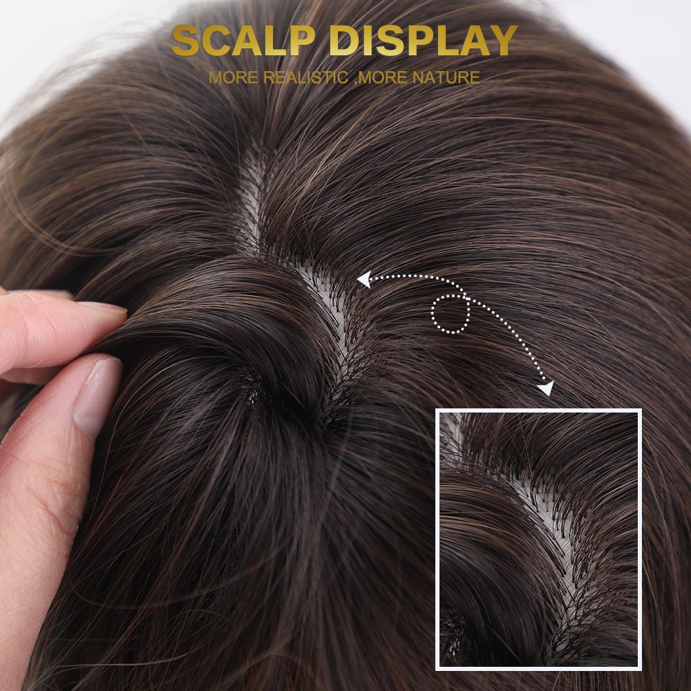 ALAN EATON Ombre Schwarz Braun Lange Wellen Haar Perücken mit Pony Für Schwarze Frauen Hitzebeständige Faser Synthetische Perücken Cosplay Party