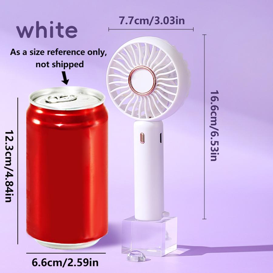 

Мини Портативный Вентилятор Милый Дизайн 3 Скорости Персональный Ручной Настольный со Кольцом-Подставкой Легкий USB Перезаряжаемый белый