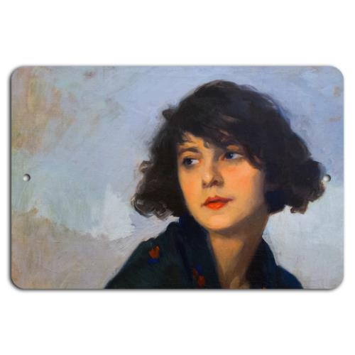 Timeless Elegance Portrait of a Thoughtful WomanAluminumtin sign 20x30cm（7.8x11.8inch）