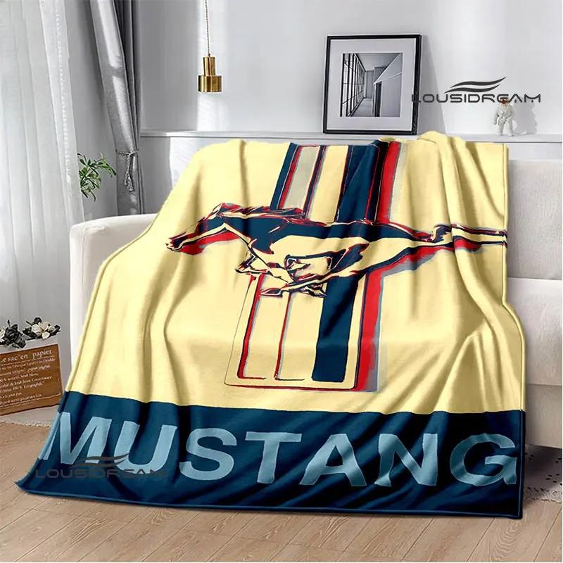 Mustang Car Logo Printed Blanket Flannel Blanket Warm Blanket Blankets for Beds Rainbow Blanket Picnic Blanket Birthday Present