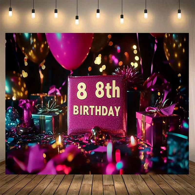 Colorful 8th Balloon Birthday Backdrop 1pc - Home Party Decor