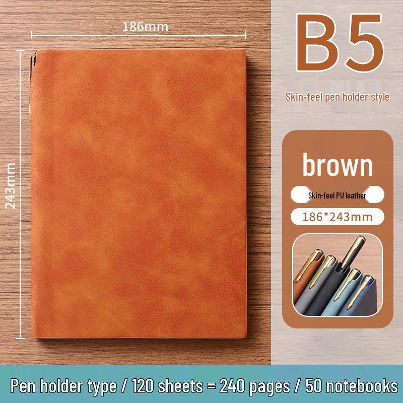 A5 Soft Leather Suede Notebook with Custom Logo - Simple B5 Business Meeting Journal, Large Thick Diary