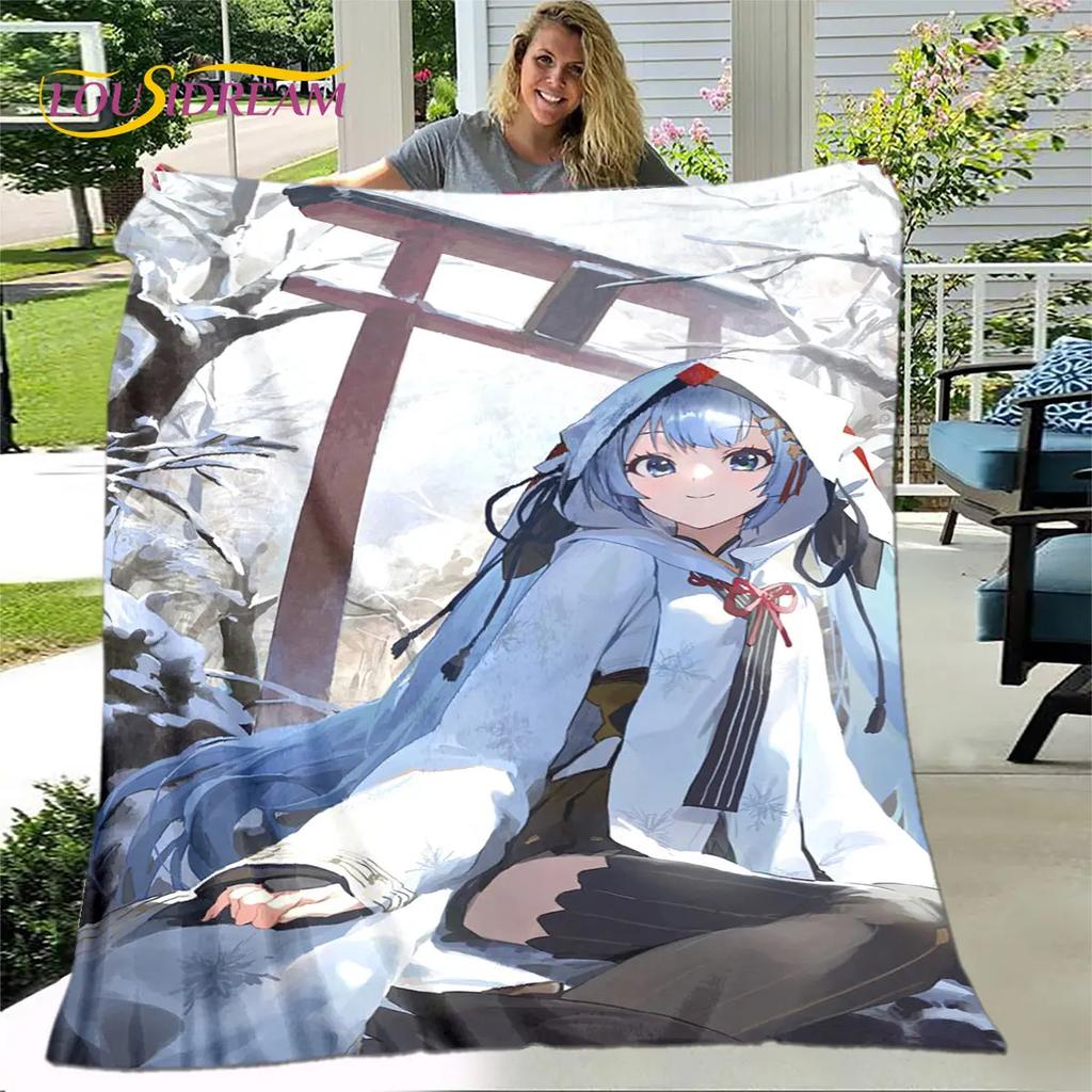 Cute Gawr Gura Hololive Anime Soft Plush Blanket,Flannel Blanket Throw Blanket for Living Room Bedroom Bed Sofa Picnic Cover Kid