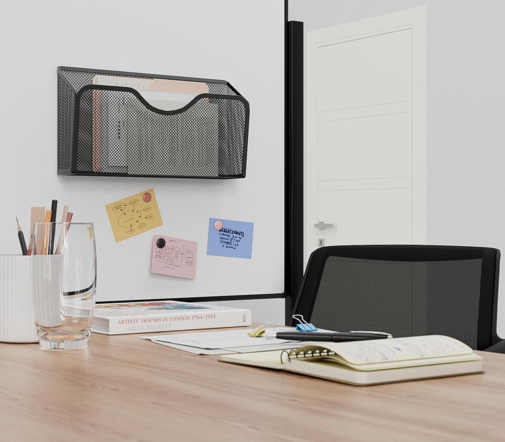 EKNITEY Magnetisk Väggmonterad Förvaring Filset med Stor Kapacitet Dokument Dokument Kraftfull Magnetisk För Att Organisera Kontor För Whiteboard Förvaring
