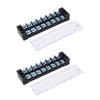 2PCS Dual Row Screw Terminal Strip Fixed High Current Terminal Blocks with Cover 600V 25A 8