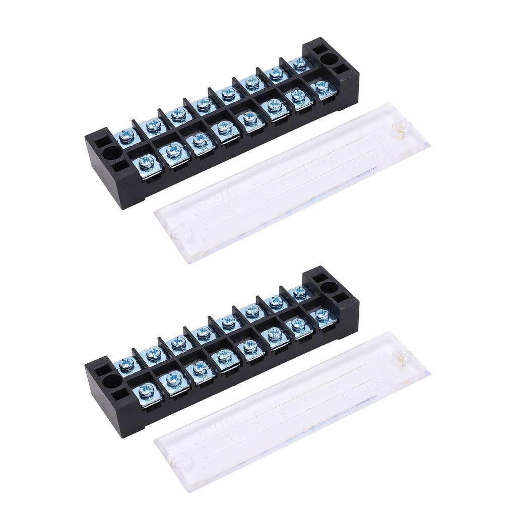 2PCS Dual Row Screw Terminal Strip Fixed High Current Terminal Blocks with Cover 600V 25A 8