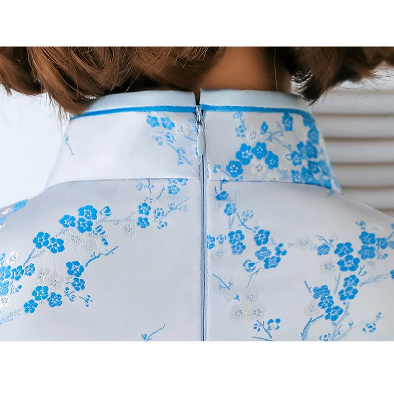 Women Retro Printed Cheongsam Sexy Elegant Formal Dress Traditional Qipao Banquet Party