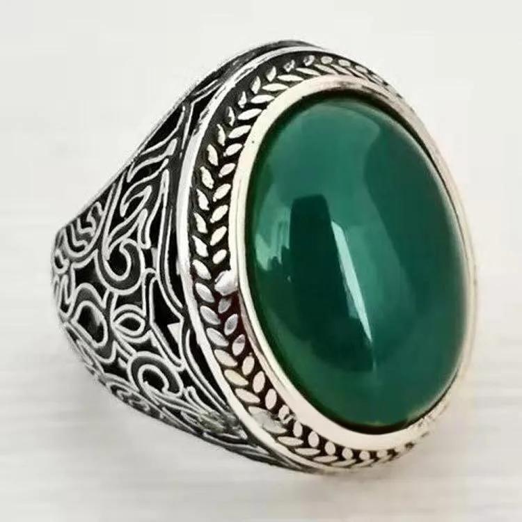 New Inlaid Yellow Amber Crystal Men's Luxury Ring Personality Retro Personality Ring To Attend The Banquet Party Jewelry