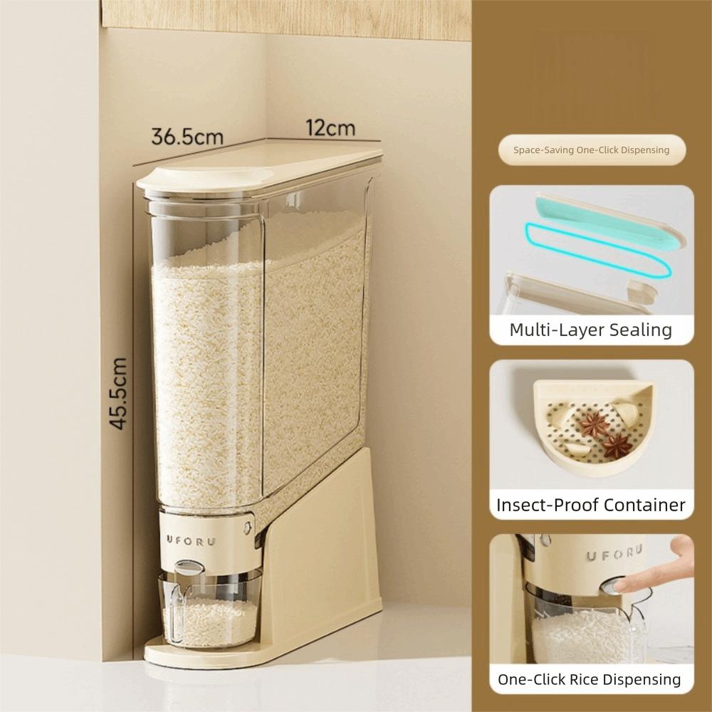 Neuer 12 cm breiter Reisspender, Presstyp, Vollständig transparenter Getreidespeicher, Versiegelt, Feuchtigkeitsdicht, Reistrommel, Getreidereisspeicher