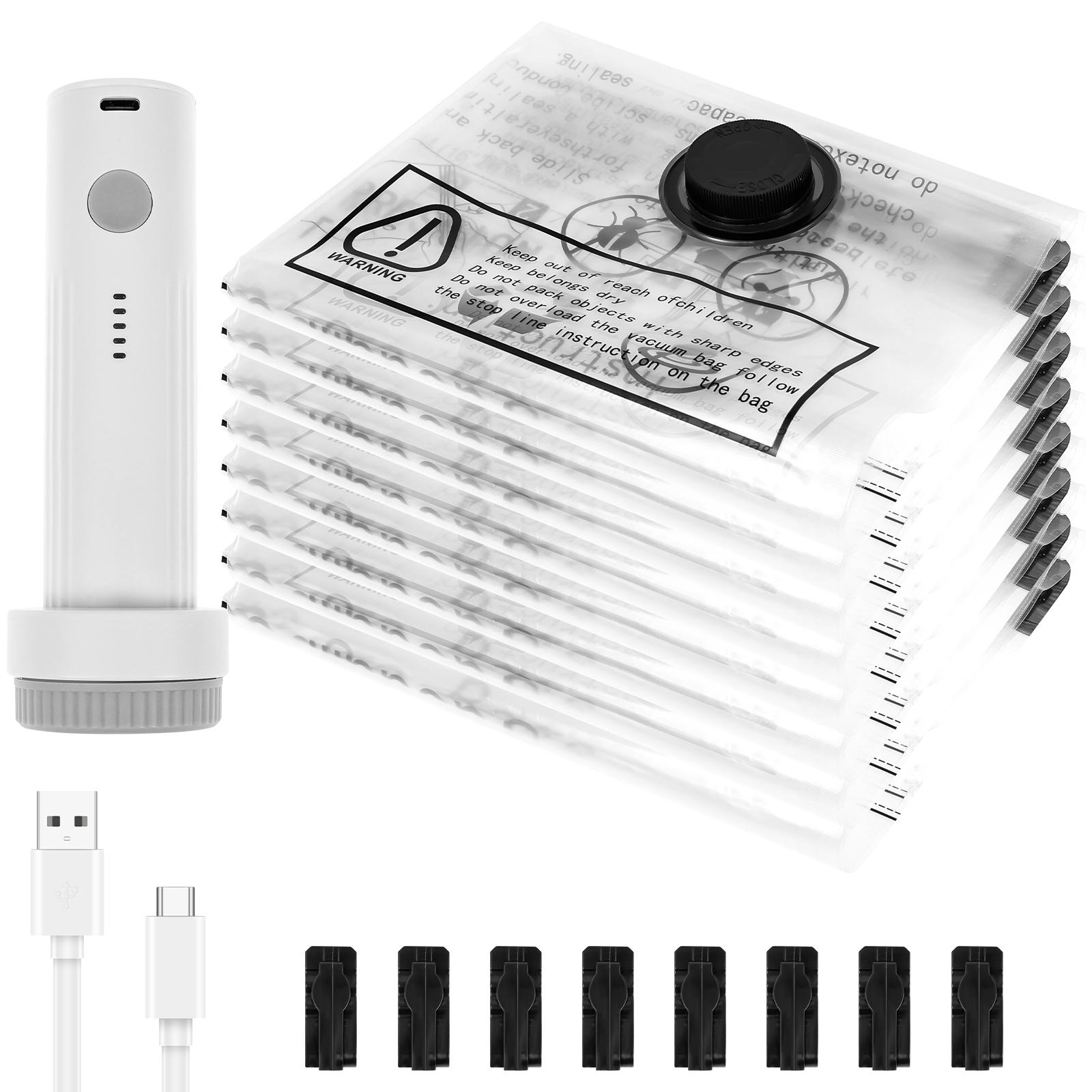 

8Pcs Vacuum Storage Bags with USB Electric Pump Rapid Compression Double Zipper Lock Triple Seal Compression Bag for Luggage 40x60cm