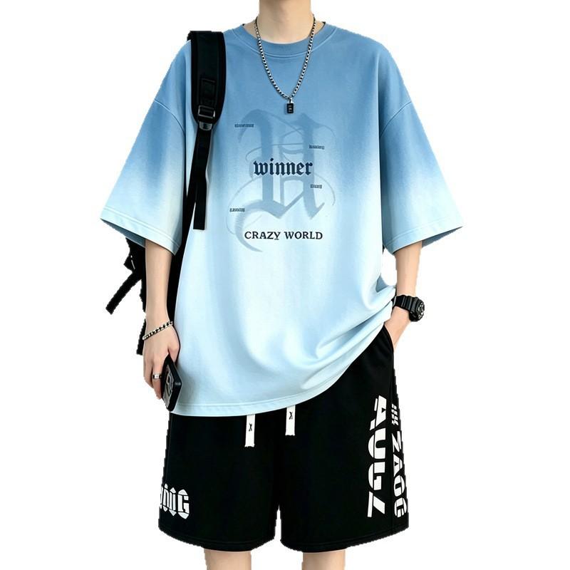 Cooling Cotton Short Sleeve T-Shirt Shorts Set Teen Boys Sportswear Casual Outfit