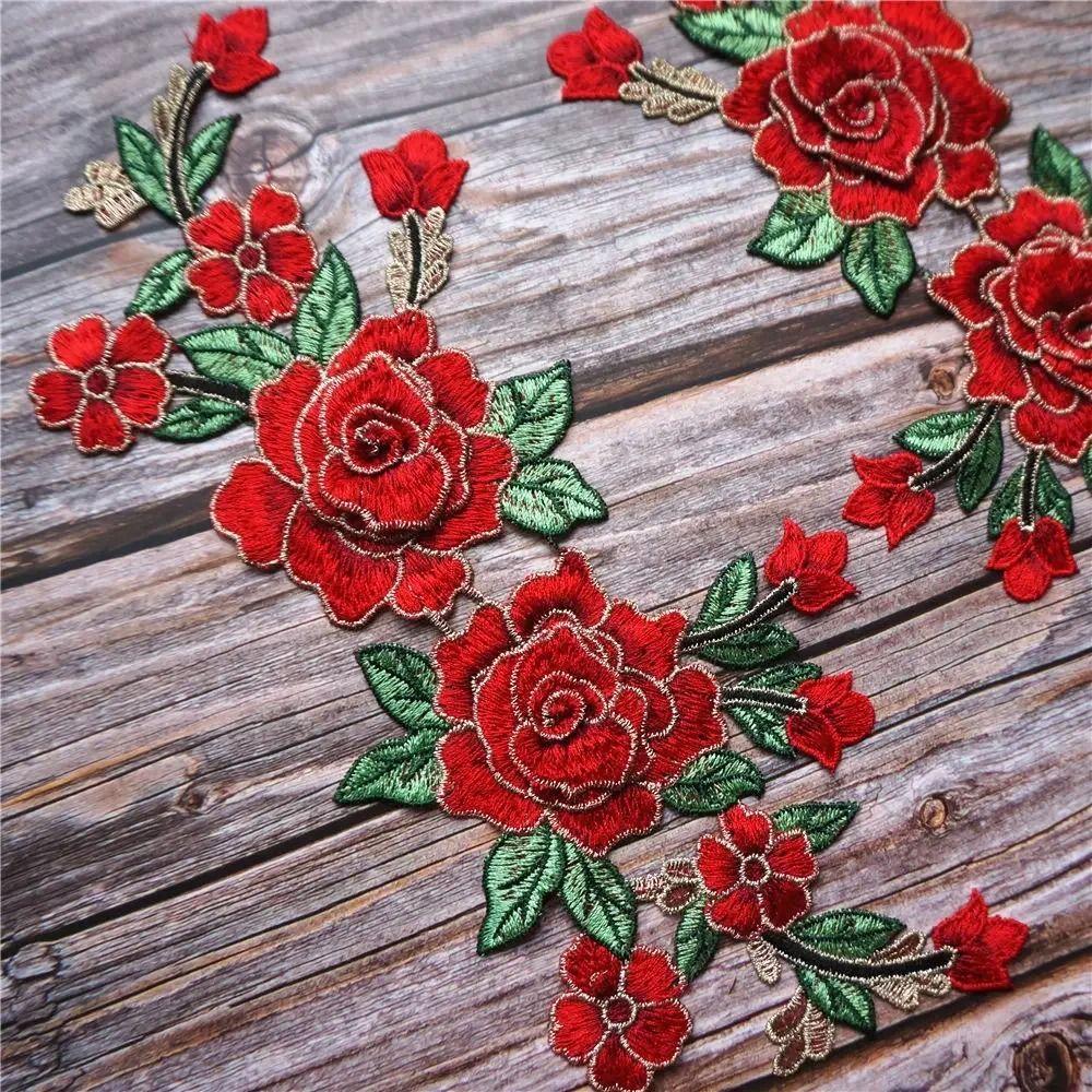 3D Flower Embroidery Flower Applique Blue Purple 12cm X 28cm Sew On Patch Embroidery Repair Patch Wedding Decoration DIY