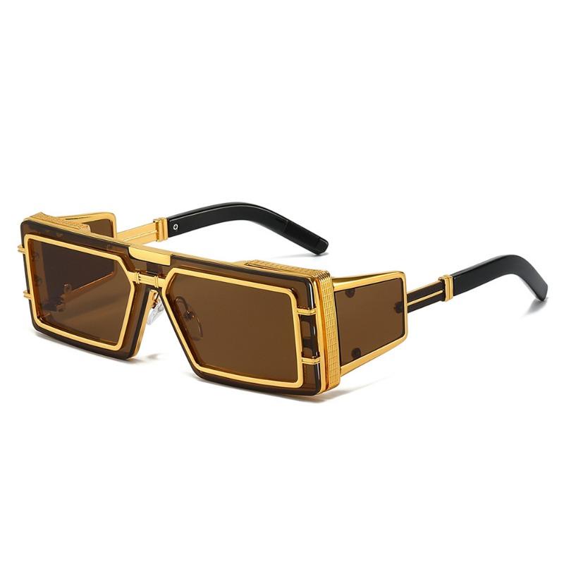 Latest Fashion Sunglasses Men Future Technology Premium Metal Square Shape Punk Wind Sunglasses Ins Stylish Outdoor Use Street Shootin