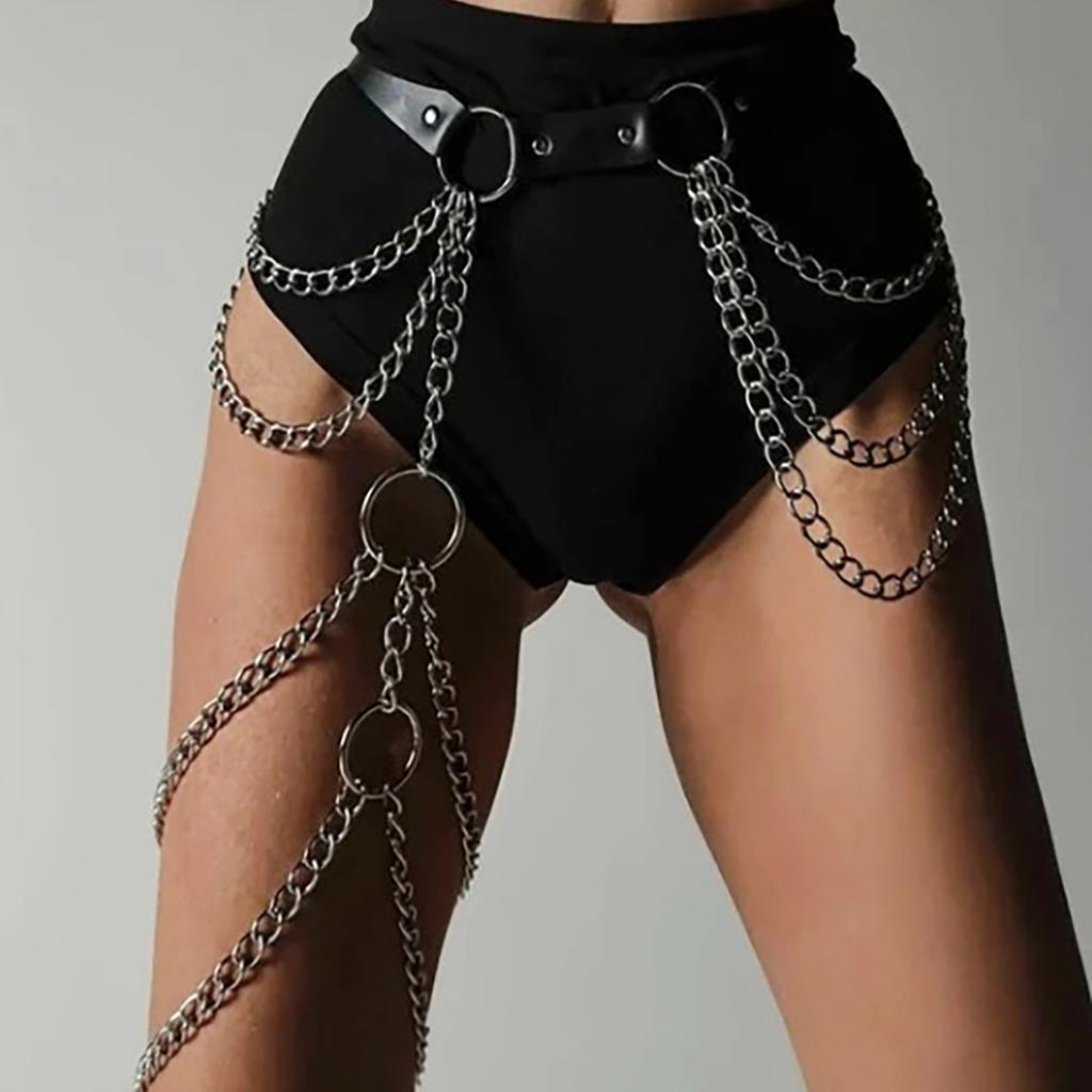 Ladies' Black Leather Waist Strap With Adjustable Chain Style Body Decoration Daily Sexy Party And Holiday Clothing Accessories