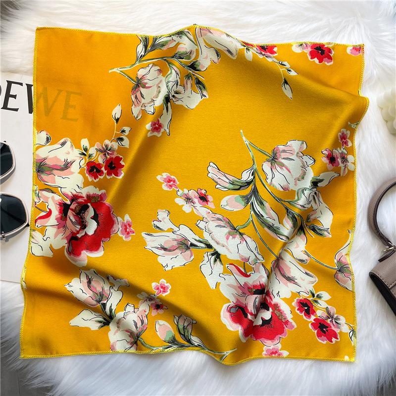 50 * 50 cm vår och höst sidensjalar Mångsidig dekoration Professionell små fyrkantiga halsdukar Nackskydd Bindningsväska