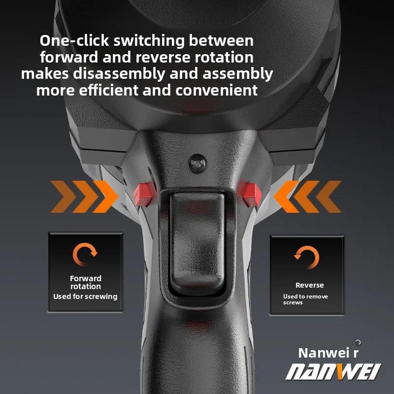 NANWEI Brushless Impact Electric Wrench, 1500N High Torque Lithium Battery Electric Lifting Tower Wrench, Cordless Screwdriver