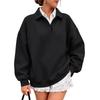 Women's Casual Loose Fit Button-Down Collar Long Sleeve Pullover Sweatshirt