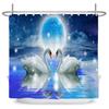 Vacker Älskande Svan Tryck Duschdraperi Vattentätt Tyg Badrumsgardiner Romantisk Flicka Heminredning Gardinväggstyg