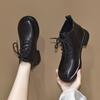Martin Boots Flat Leather Soft-soled Small Short Boots Spring and Autumn Single Boots Round Head and Ankle Boots Velvet Women's Leather Shoes