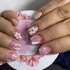 24 Pcs Press On Nail With White Flower Heart Design False Nail Manicure For Elegant And Stylish Look In Any Occasion