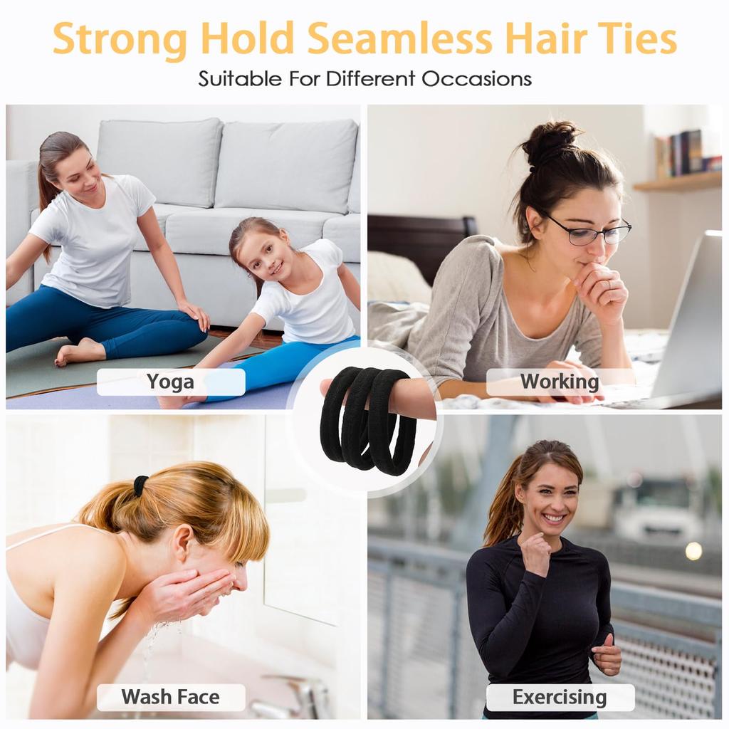 100pcs Black Large Soft Nylon Hair Elastics Ties Rope For No Damage Ponytail Holder Women Leagues Accessories