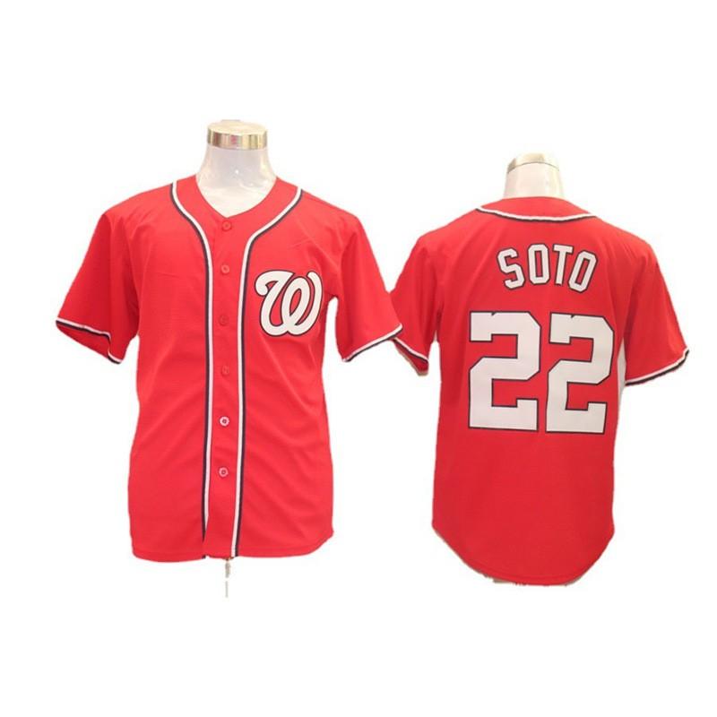 Mens Loose Fit Baseball Jersey T-Shirt Washington Nationals Fan Edition Cotton Blend Sportswear