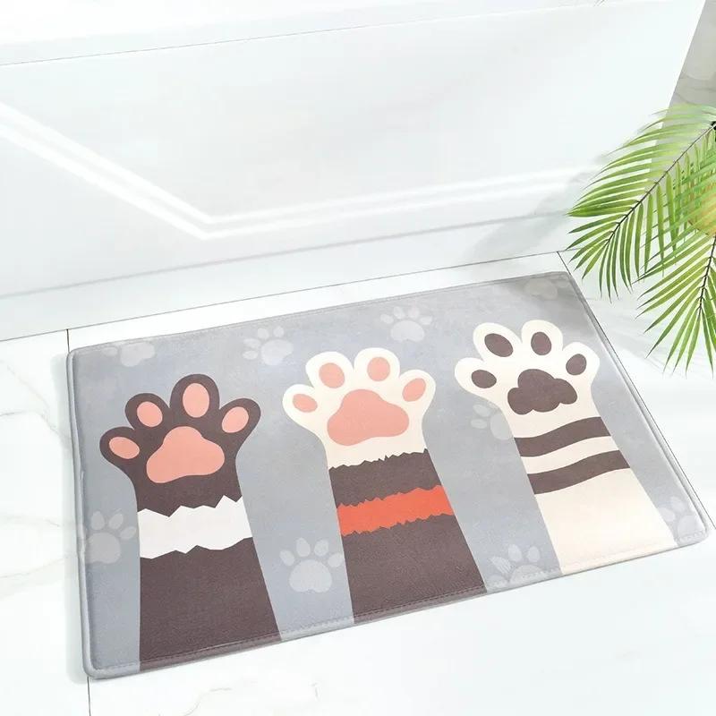 VIKAMA Cat Welcome Mat, Funny Hi Bye Print Doormat, Non-Slip Floor Rug for Indoor Outdoor Front Door Kitchen Bedroom Decor